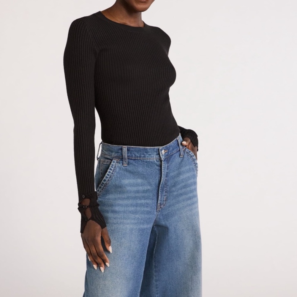 Women’s Scoop Ribbed Sweater Bodysuit, NWT
